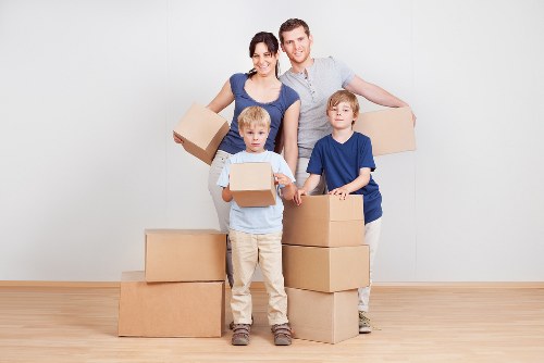 Packed moving truck ready for transport in southwest London