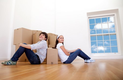 Commercial moving team preparing office relocation in Merton
