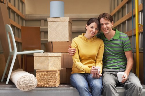 Furniture and boxes arranged for transport in Merton