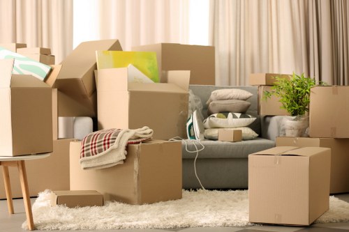 Packing and loading items during an office move in Merton