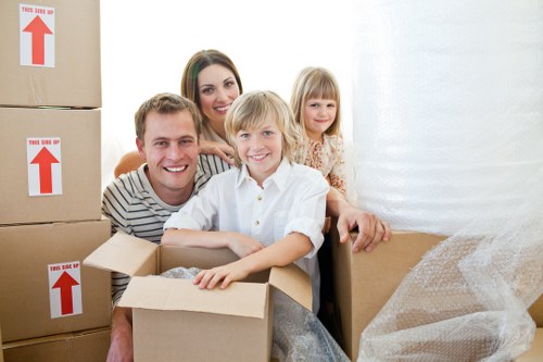 Coordinated office move with labelled boxes and equipment
